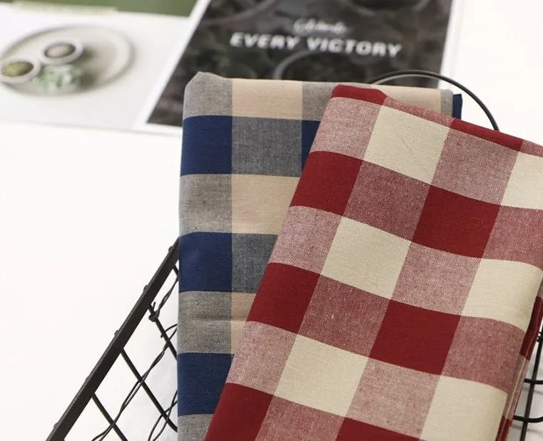 Gingham Check Cotton Fabric, 3.5 cm Check, Yarn Dyed, Vintage Check Fabric, Korean Fabric - Red or Navy - Fabric By the Yard 38339-1