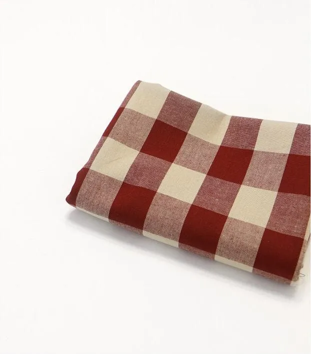 Gingham Check Cotton Fabric, 3.5 cm Check, Yarn Dyed, Vintage Check Fabric, Korean Fabric - Red or Navy - Fabric By the Yard 38339-1