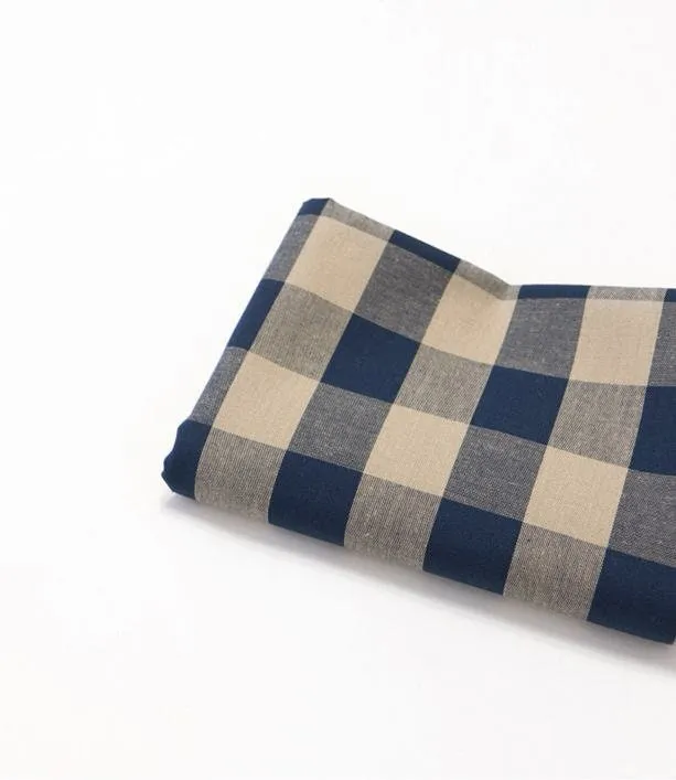 Gingham Check Cotton Fabric, 3.5 cm Check, Yarn Dyed, Vintage Check Fabric, Korean Fabric - Red or Navy - Fabric By the Yard 38339-1