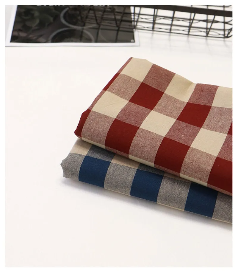 Gingham Check Cotton Fabric, 3.5 cm Check, Yarn Dyed, Vintage Check Fabric, Korean Fabric - Red or Navy - Fabric By the Yard 38339-1