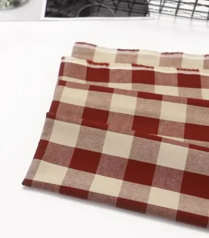 Gingham Check Cotton Fabric, 3.5 cm Check, Yarn Dyed, Vintage Check Fabric, Korean Fabric - Red or Navy - Fabric By the Yard 38339-1