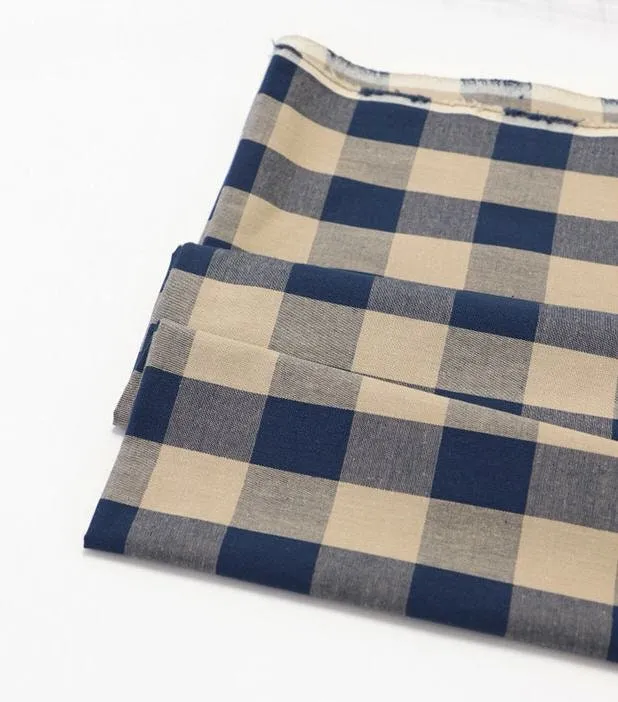 Gingham Check Cotton Fabric, 3.5 cm Check, Yarn Dyed, Vintage Check Fabric, Korean Fabric - Red or Navy - Fabric By the Yard 38339-1
