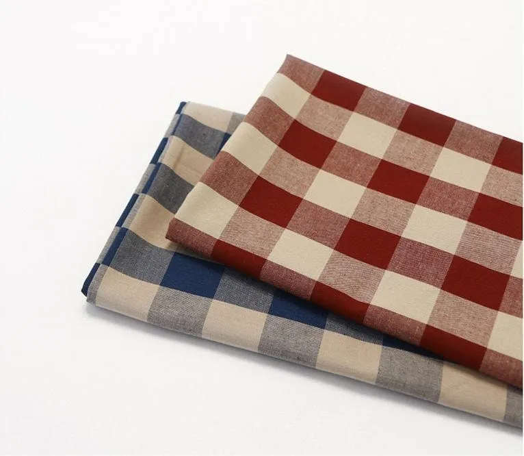 Gingham Check Cotton Fabric, 3.5 cm Check, Yarn Dyed, Vintage Check Fabric, Korean Fabric - Red or Navy - Fabric By the Yard 38339-1