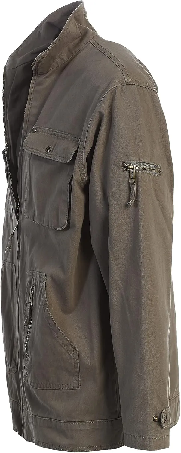 Gioberti Men's 100% Cotton Casual Outerwear Twill Multi Pocket Cargo Shirt Jacket