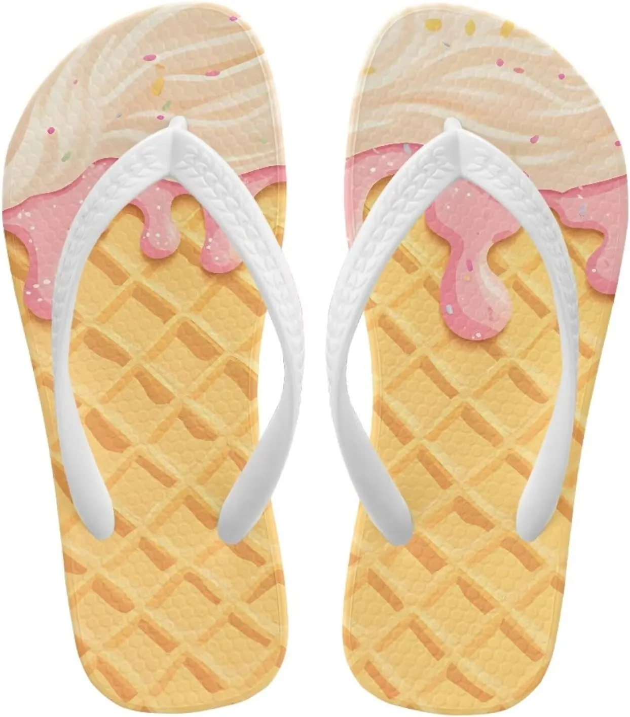 Girl's Flip Flops Kid's Non-Slip Sole Quick Drying Beach Slippers Slide Sandals White Straps
