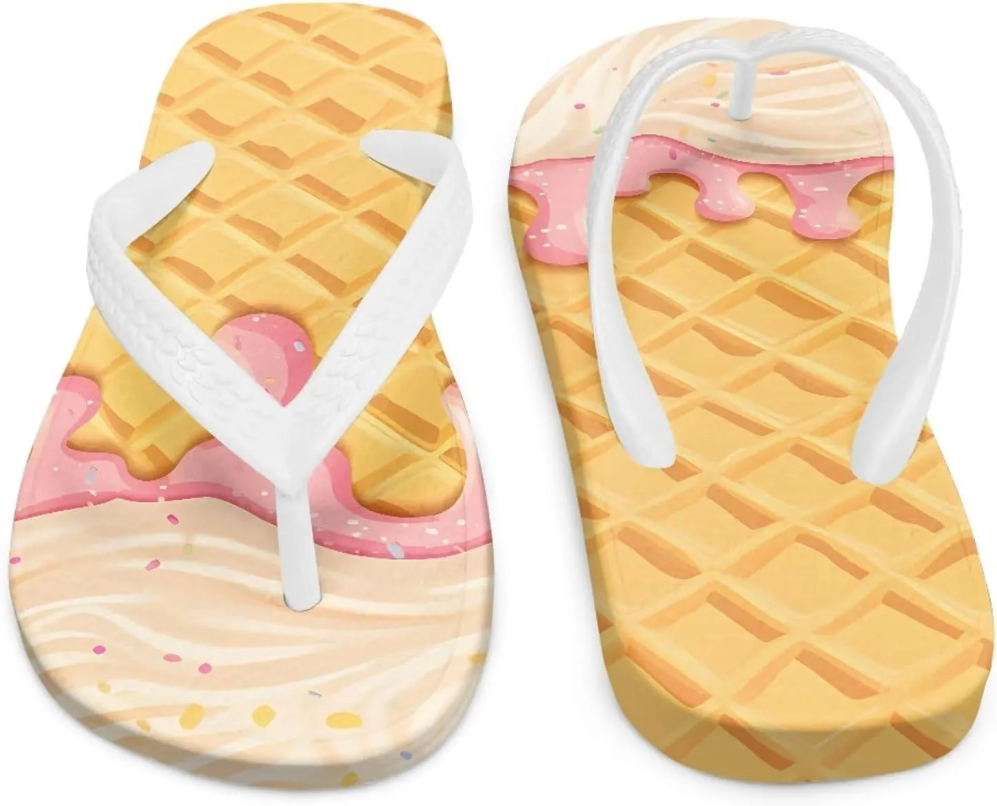 Girl's Flip Flops Kid's Non-Slip Sole Quick Drying Beach Slippers Slide Sandals White Straps