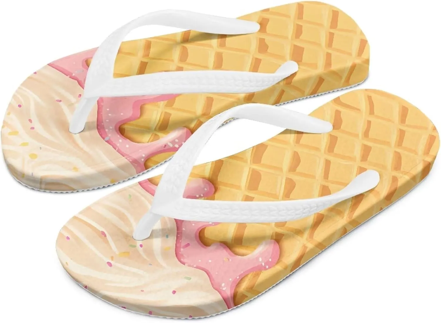 Girl's Flip Flops Kid's Non-Slip Sole Quick Drying Beach Slippers Slide Sandals White Straps