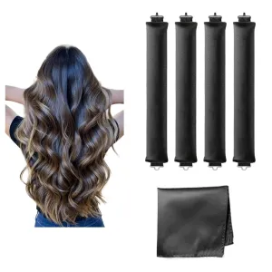GlowCurls No-Heat Hair Rollers – 4PCS Soft Velvet Curlers with Satin Sleep Headwrap