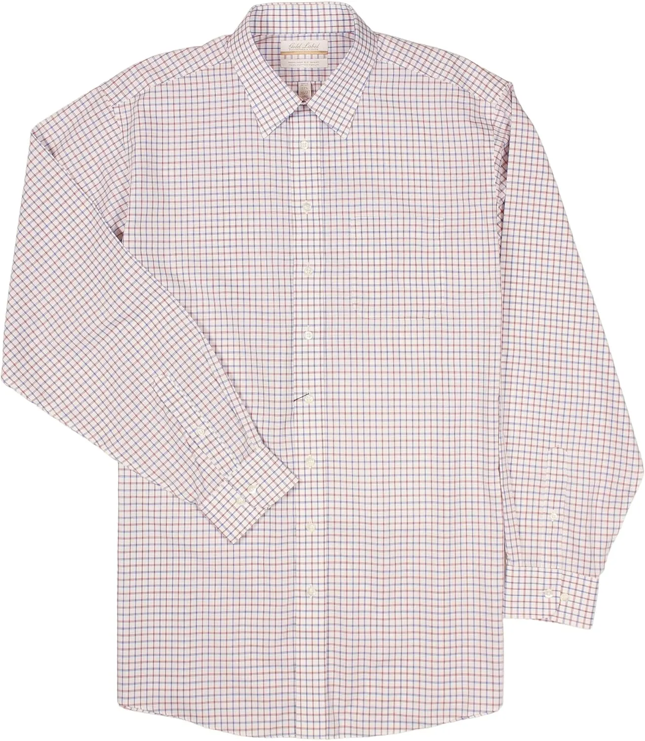 Gold Label Men's Big and Tall Point Collar Dress Shirt Long Sleeve with Pocket, Non-Iron Wrinkle-Resistant