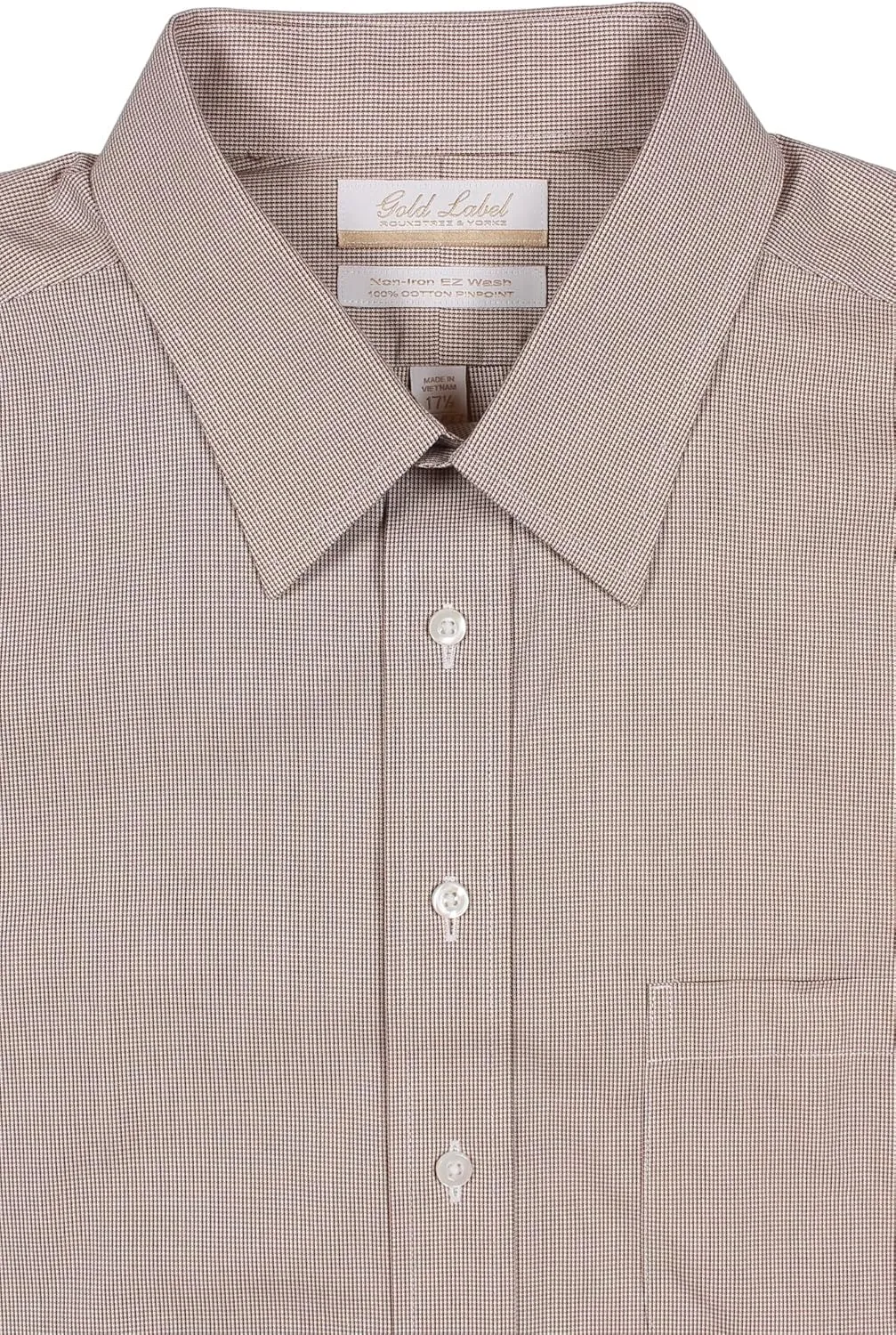 Gold Label Men's Big and Tall Point Collar Dress Shirt Long Sleeve with Pocket, Non-Iron Wrinkle-Resistant