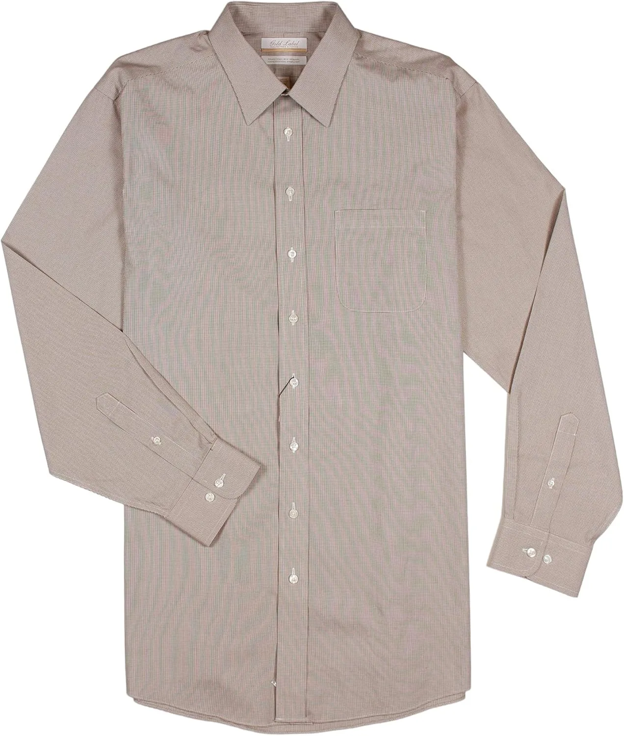 Gold Label Men's Big and Tall Point Collar Dress Shirt Long Sleeve with Pocket, Non-Iron Wrinkle-Resistant
