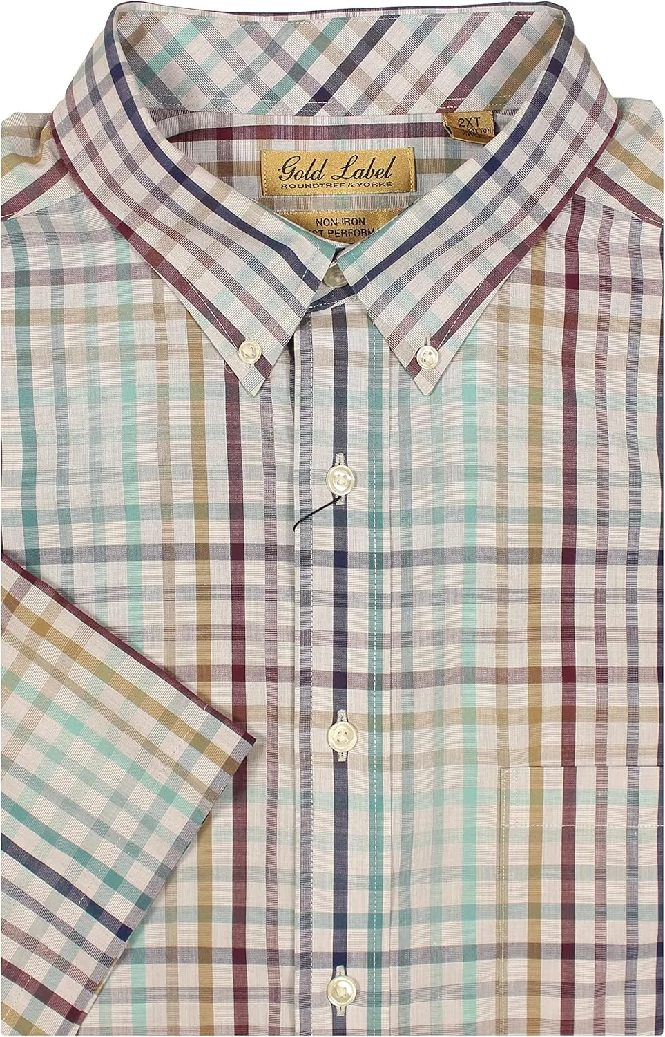 Gold Label Men's Short Sleeve Pocket Shirt Non-Iron Wrinkle-Resistant, Regular Sizes