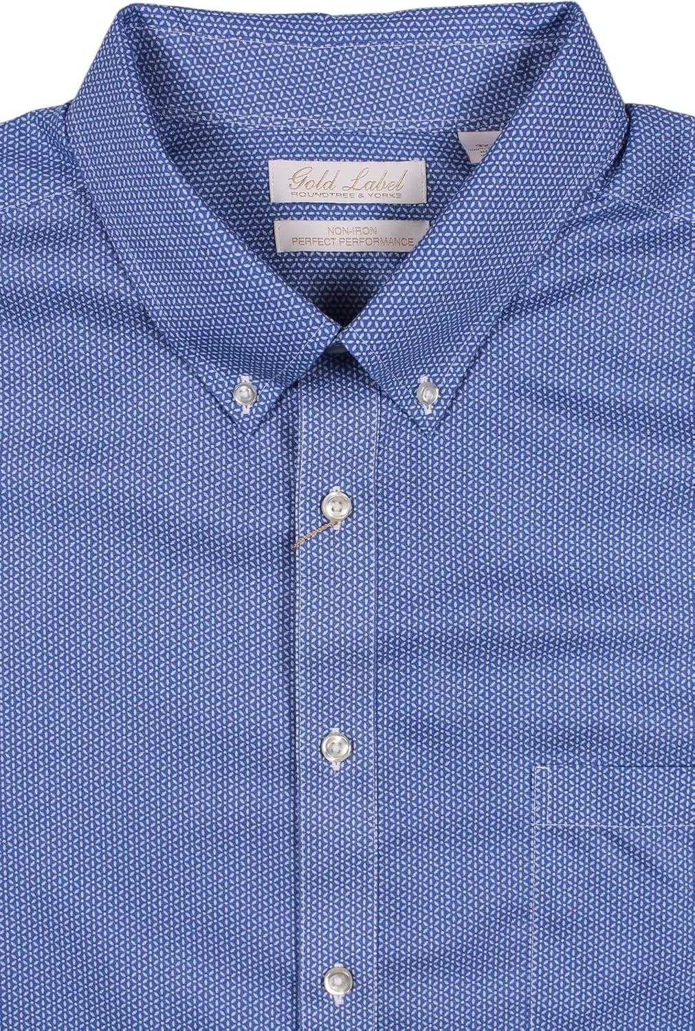 Gold Label Roundtree & Yorke Big and Tall Men's Short Sleeve Pocket Shirt Non-Iron Wrinkle-Resistant