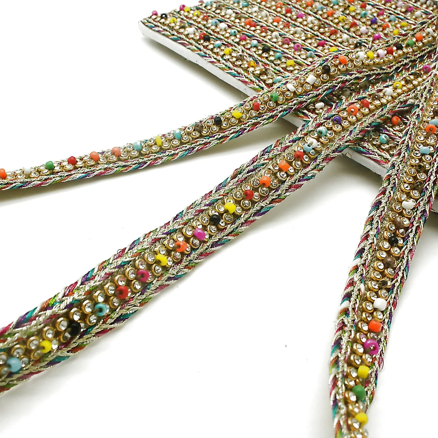GOLD MULTI-COLOR WOVEN CRYSTAL TRIM - sarahi.NYC