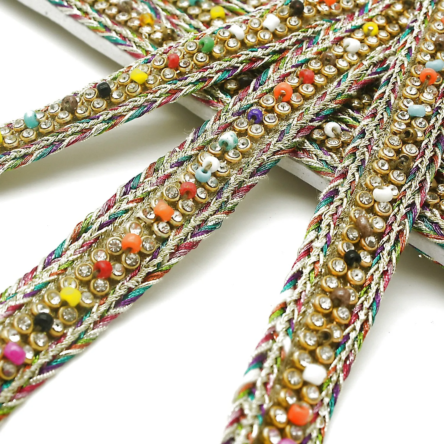 GOLD MULTI-COLOR WOVEN CRYSTAL TRIM - sarahi.NYC