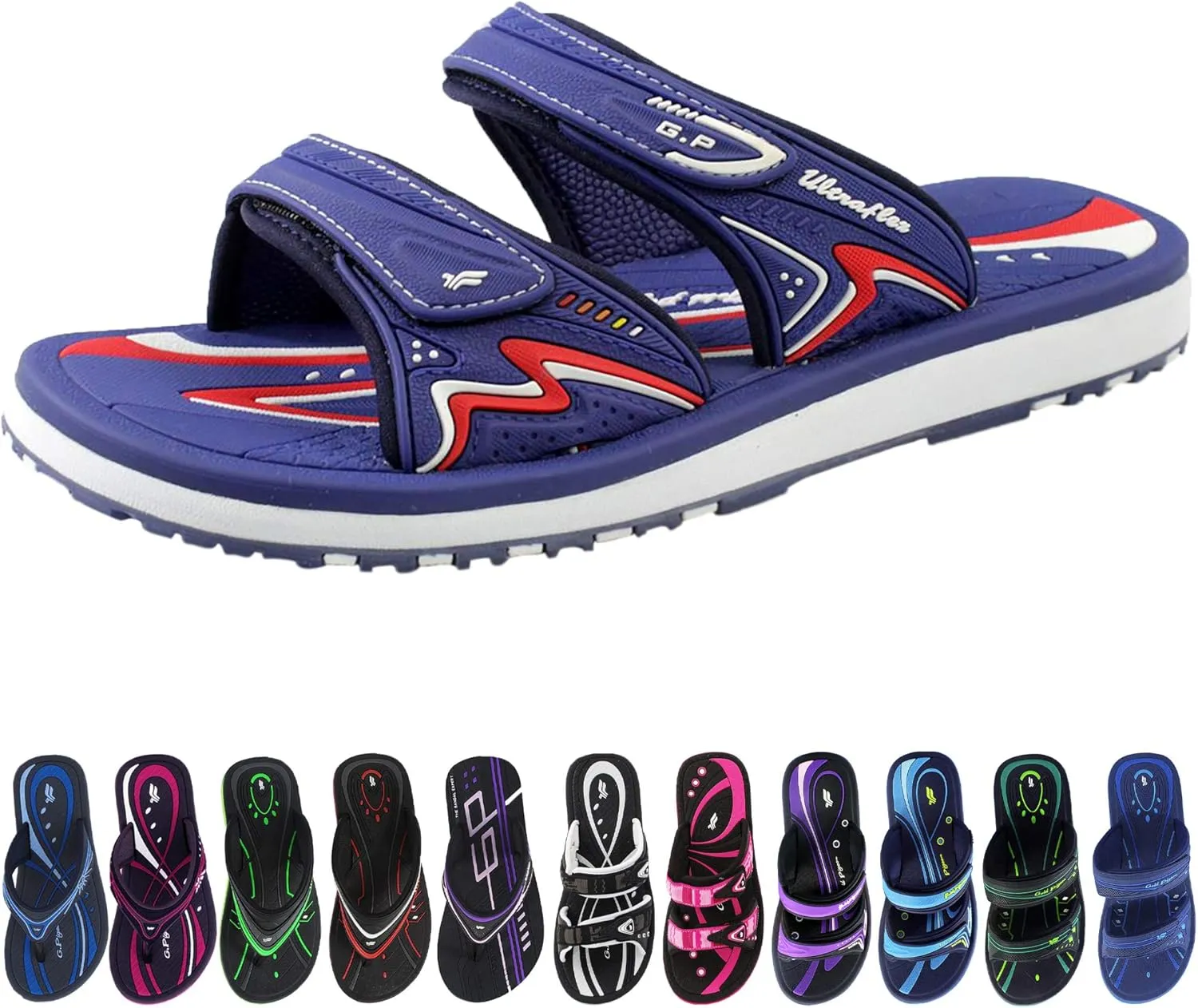Gold Pigeon Shoes KIDS Easy Snap Lock Outdoor/Water Sandals & Slides. Adjustable Straps