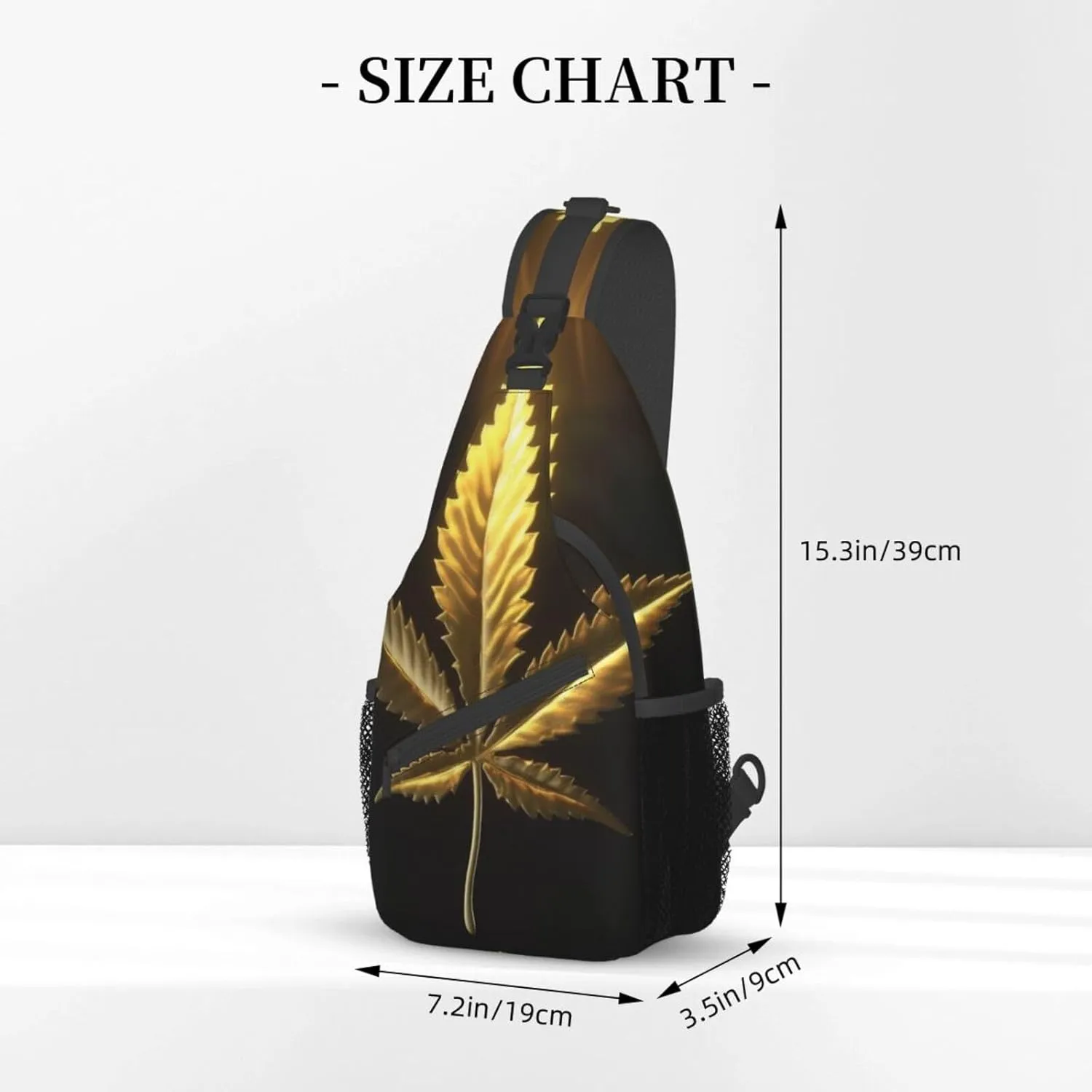 Golden Cannabis Print Men'S Casual Crossbody Chest Bag - A Versatile Accessory For Everyday Use And Short Trips