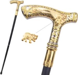 Golden White Luxury Bear Handle Walking Cane Fashion Decorative Walking Stick Gentleman Elegant Cosplay Cane Knob Crosier 90cm