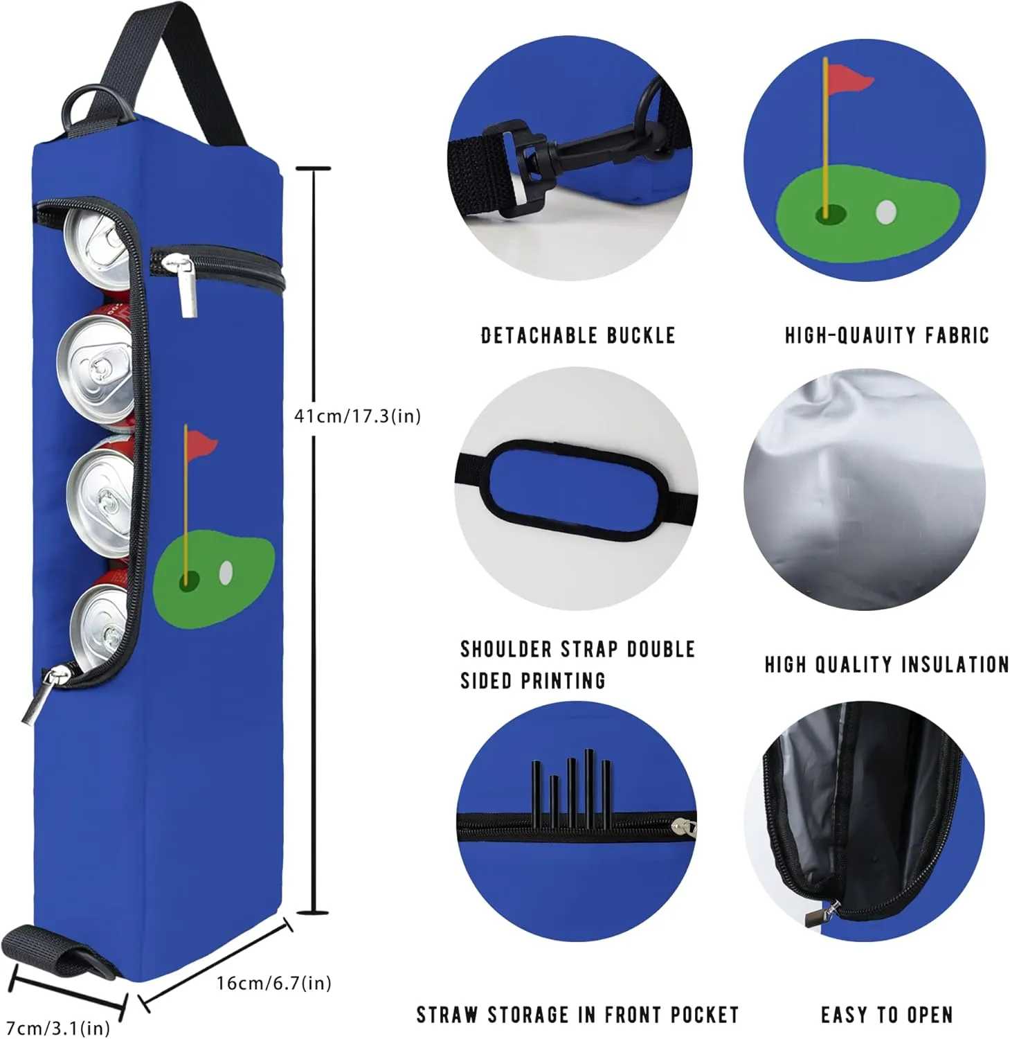 Golf Cooler Bag Plus Ice Pack Soft Sided Insulated Cooler Bag- Holds 6 Pack of Cans or 2 Wine Bottles - Grey Camo Golf Beer Sleeve Black Fits Discreetly in Golf Bags