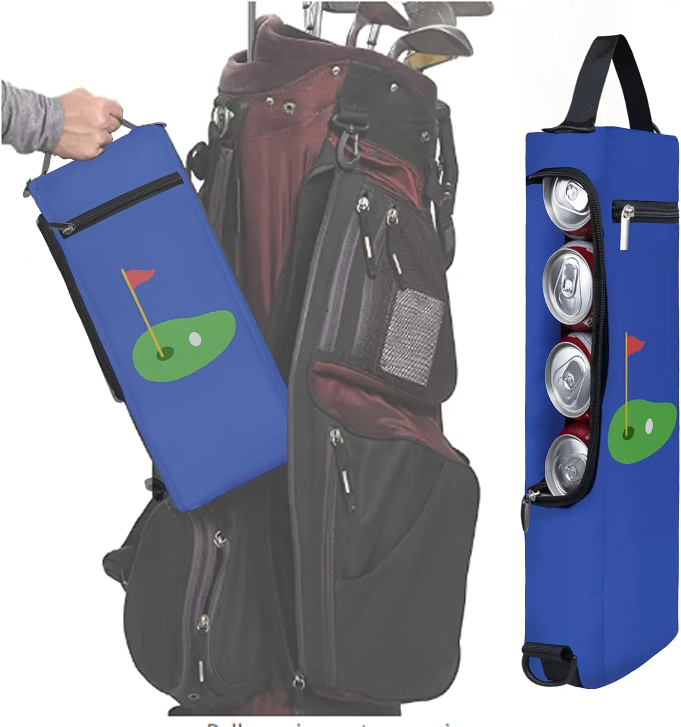 Golf Cooler Bag Plus Ice Pack Soft Sided Insulated Cooler Bag- Holds 6 Pack of Cans or 2 Wine Bottles - Grey Camo Golf Beer Sleeve Black Fits Discreetly in Golf Bags