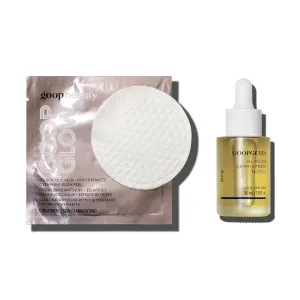 goop Beauty Glowing Skin Kit | 4-Pack of Glycolic Acid Peel Pads | 1 fl oz of Hydrating Face Oil