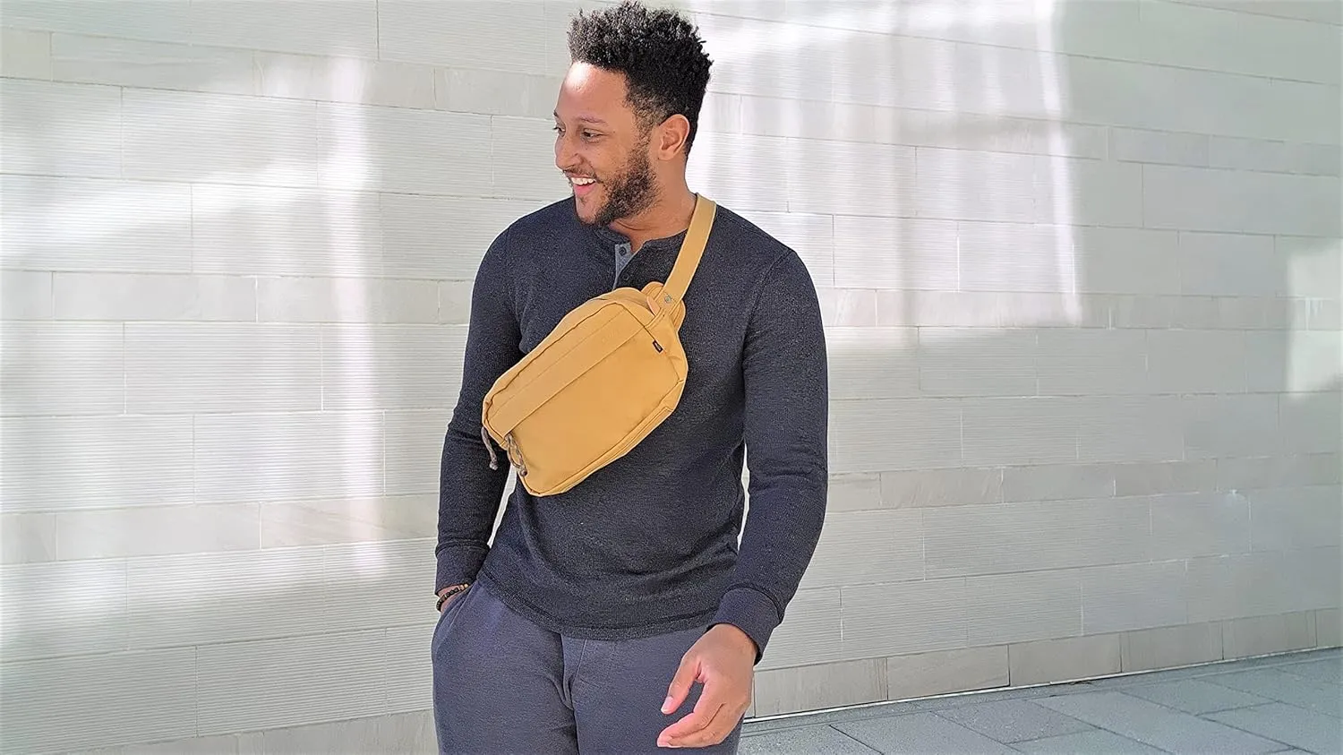 GOOTIUM Men’s Crossbody Pack - Canvas Daily Essentials Sling Bag Small Shoulder Backpack, Khaki