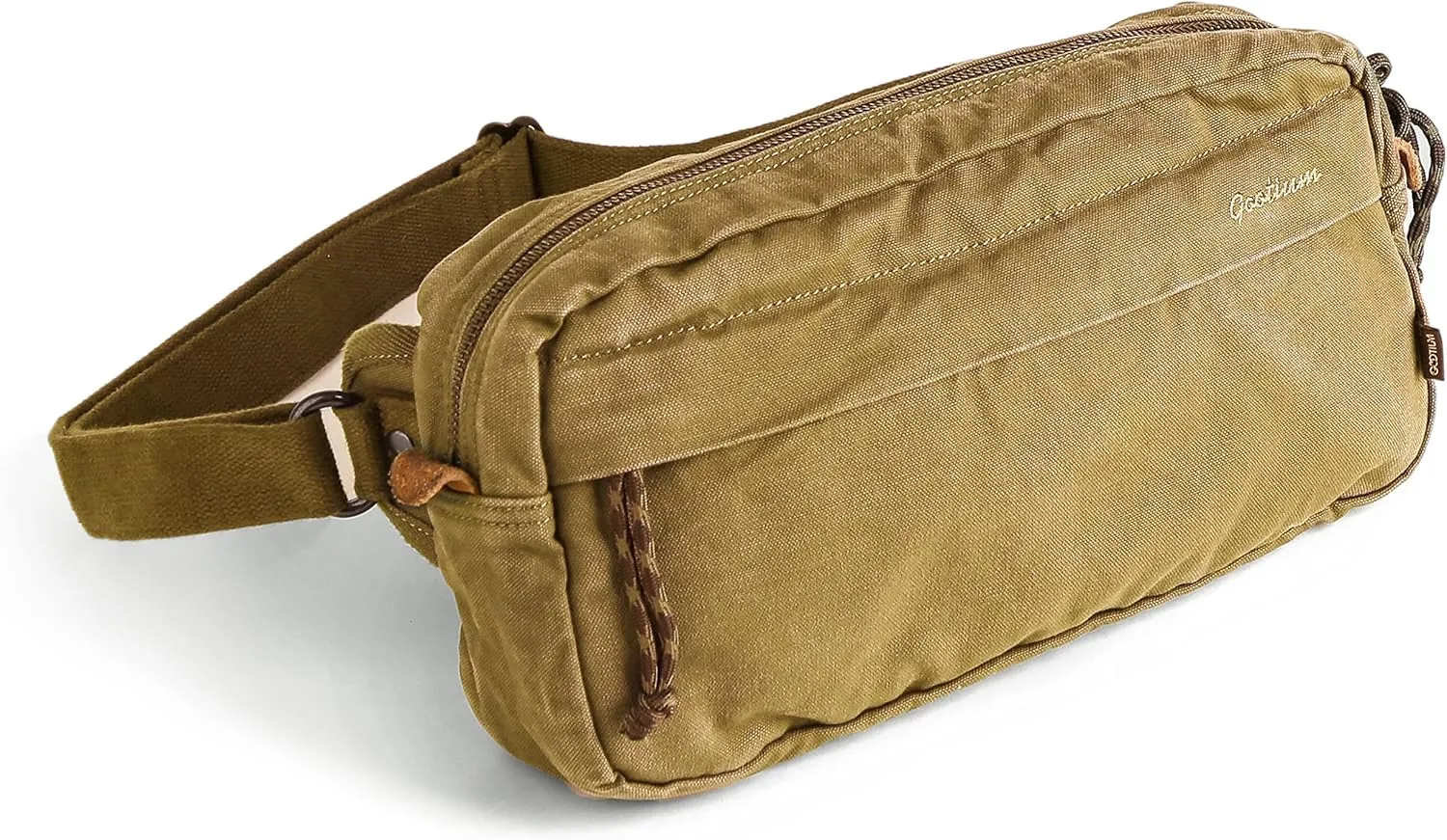 GOOTIUM Men’s Crossbody Pack - Canvas Daily Essentials Sling Bag Small Shoulder Backpack, Khaki