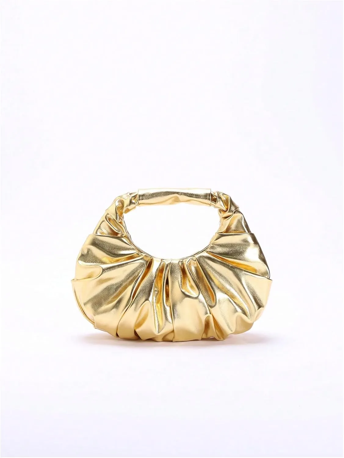 GORGLITTER Women's Clutch Purse Evening Clutch PU Leather Pleated Bag Gold Handbag for Party Prom Wedding