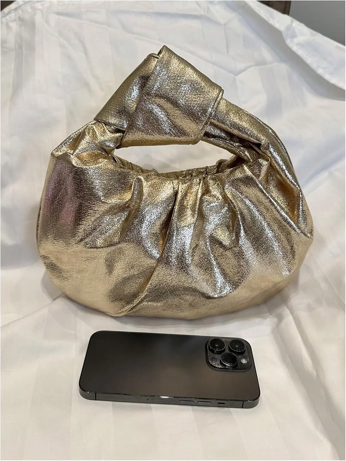 GORGLITTER Women's Cute Hobo Bag Ruched Twist PU Leather Clutch Purse Handbag with Magnetic Closure