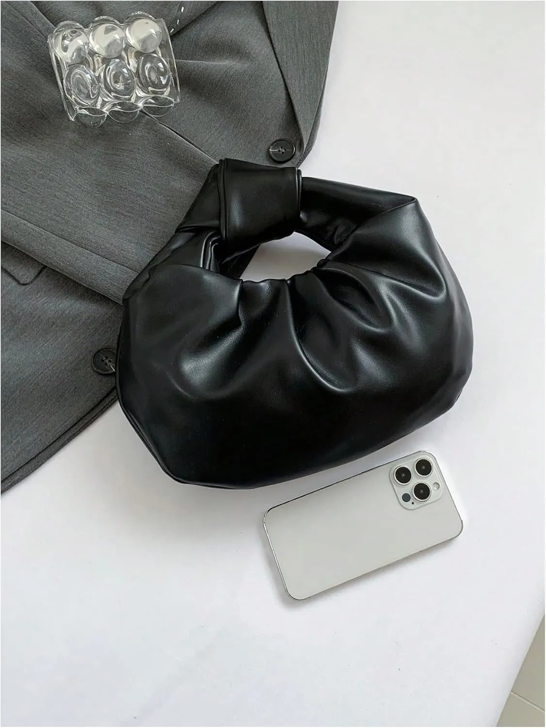GORGLITTER Women's Cute Hobo Bag Ruched Twist PU Leather Clutch Purse Handbag with Magnetic Closure