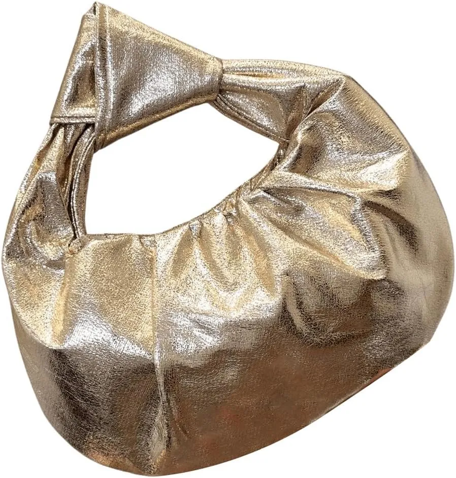 GORGLITTER Women's Cute Hobo Bag Ruched Twist PU Leather Clutch Purse Handbag with Magnetic Closure