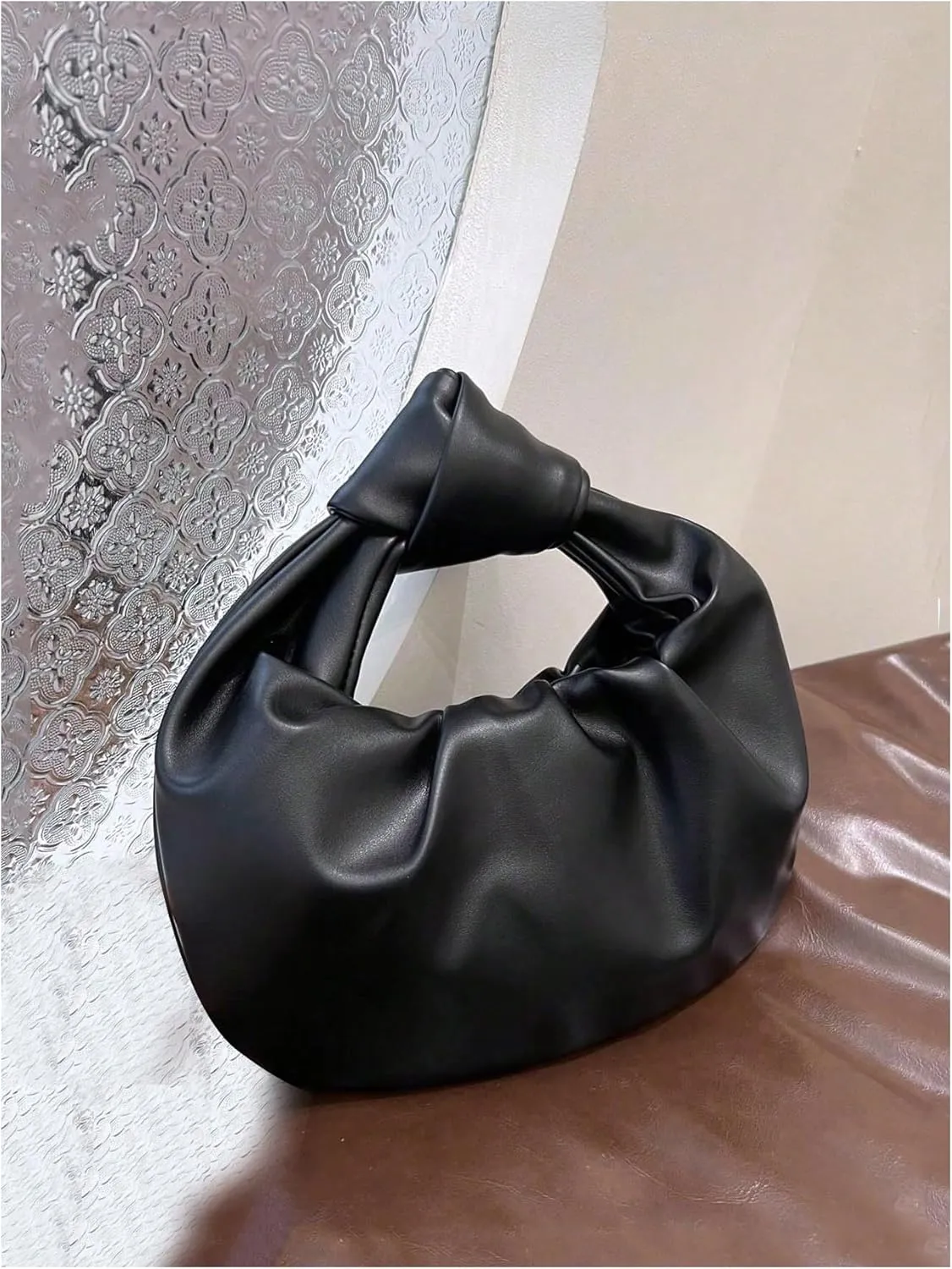 GORGLITTER Women's Cute Hobo Bag Ruched Twist PU Leather Clutch Purse Handbag with Magnetic Closure