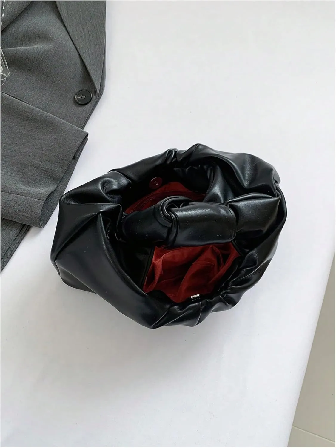 GORGLITTER Women's Cute Hobo Bag Ruched Twist PU Leather Clutch Purse Handbag with Magnetic Closure