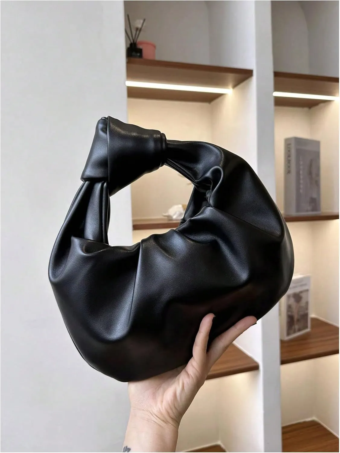 GORGLITTER Women's Cute Hobo Bag Ruched Twist PU Leather Clutch Purse Handbag with Magnetic Closure