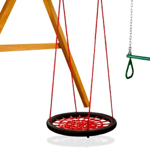 Gorilla Playsets 04-0029-BK/R Extra Large Orbit Swing, Red Netting, Black Nylon Ropes, Weight Capacity - 220 lbs
