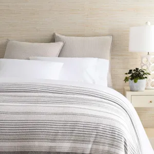 Gradation Ticking Blanket, King Size, Grey Stripe Pattern