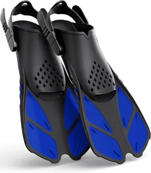 Greatever Snorkel Fins Adjustable Buckles Open Heel Swim Flippers Travel Size Short Swim Fins for Snorkeling Diving Swimming Adult Men Womens