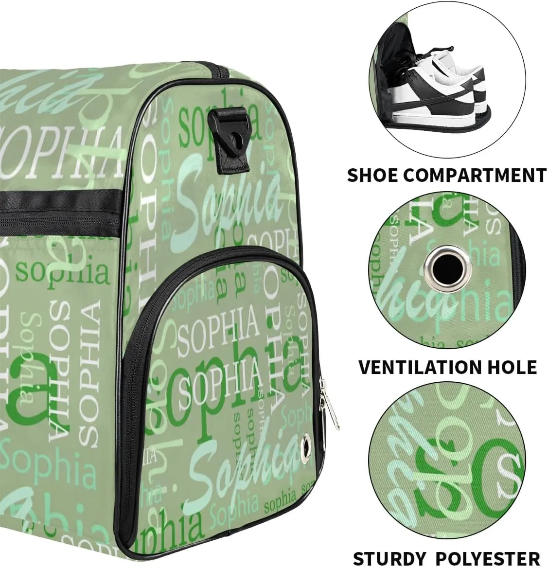 Green Duffel Bag Overnight Bag for Adults Custom Large Duffel Bags Travel Bag Men Women Gym Bag for Training Soccer Swim Yoga Travel