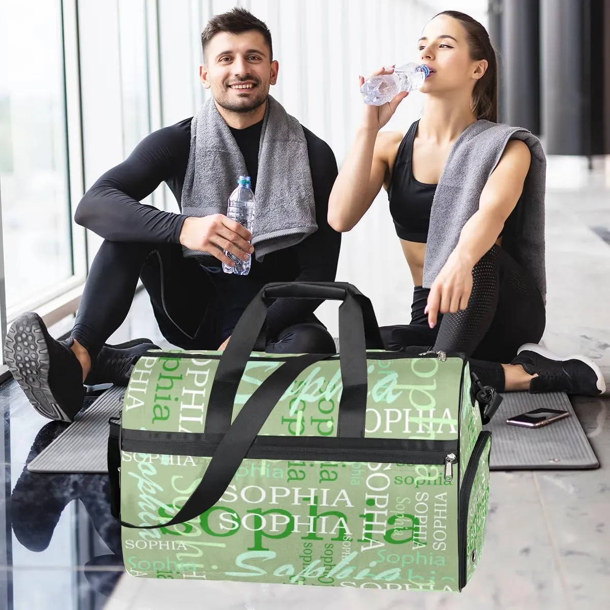 Green Duffel Bag Overnight Bag for Adults Custom Large Duffel Bags Travel Bag Men Women Gym Bag for Training Soccer Swim Yoga Travel