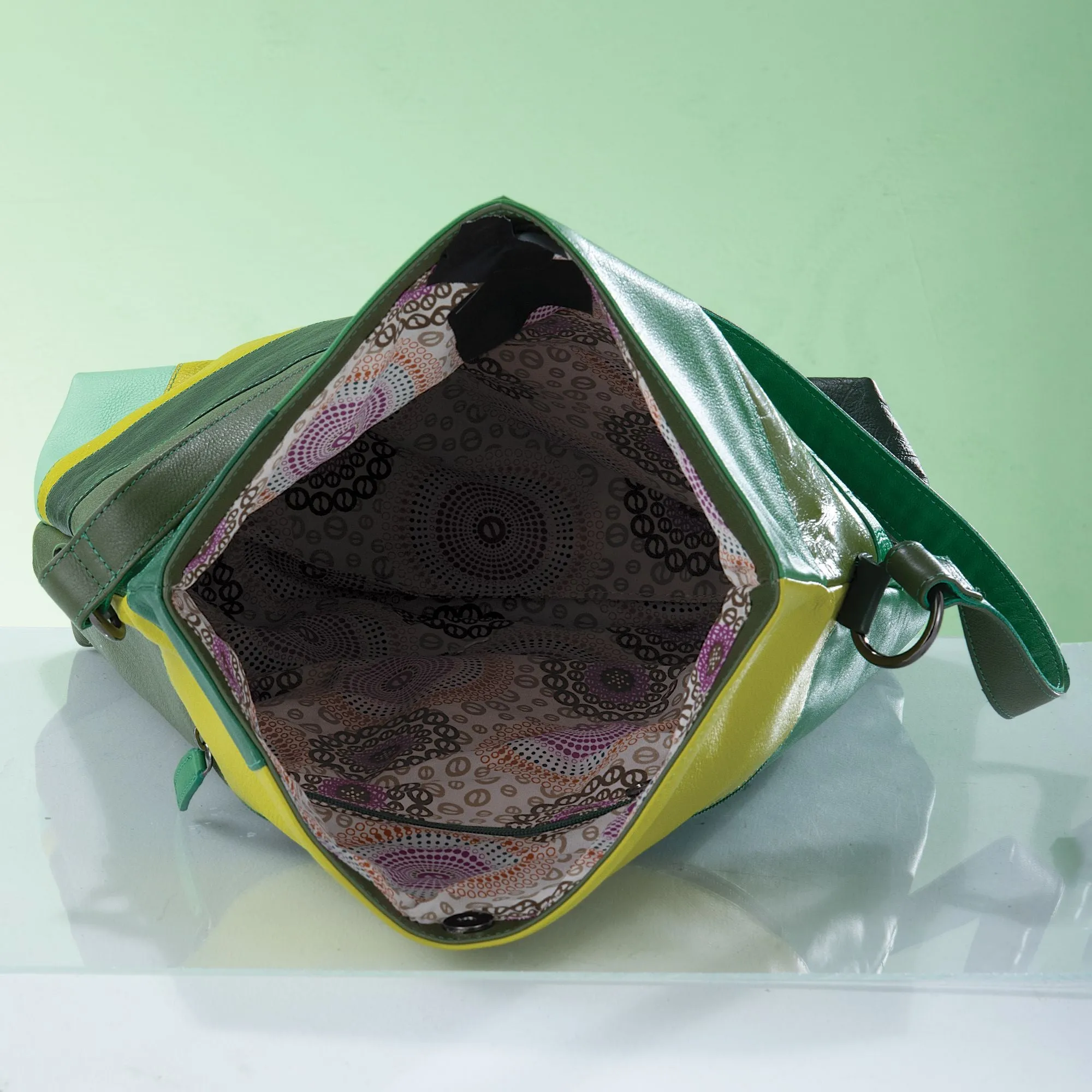 Green Tourmaline Leather Hobo Bag