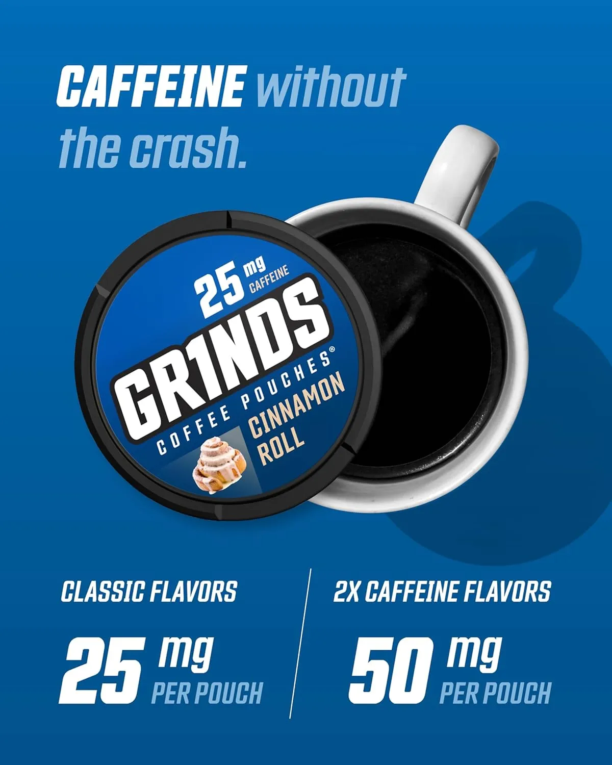 Grinds Coffee Pouches | New 3 Can Sampler | Caramel, New Orleans, Cinnamon Roll | 1 Pouch eq. 1/4 Cup of Coffee (New 3 Can Sampler Pack)