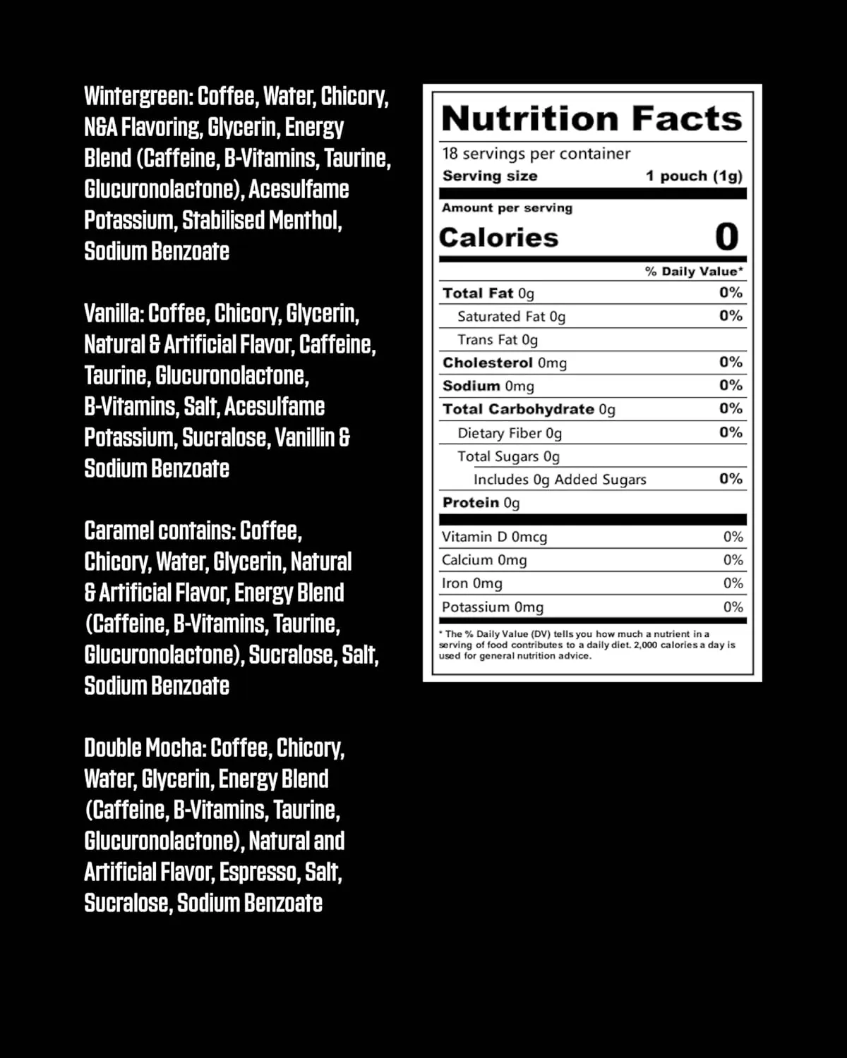 Grinds Coffee Pouches | Top 4 Flavors | Wintergreen, Caramel, Double Mocha, & Vanilla | 1 Pouch eq. 1/4 Cup of Coffee (Top 4 Flavors)