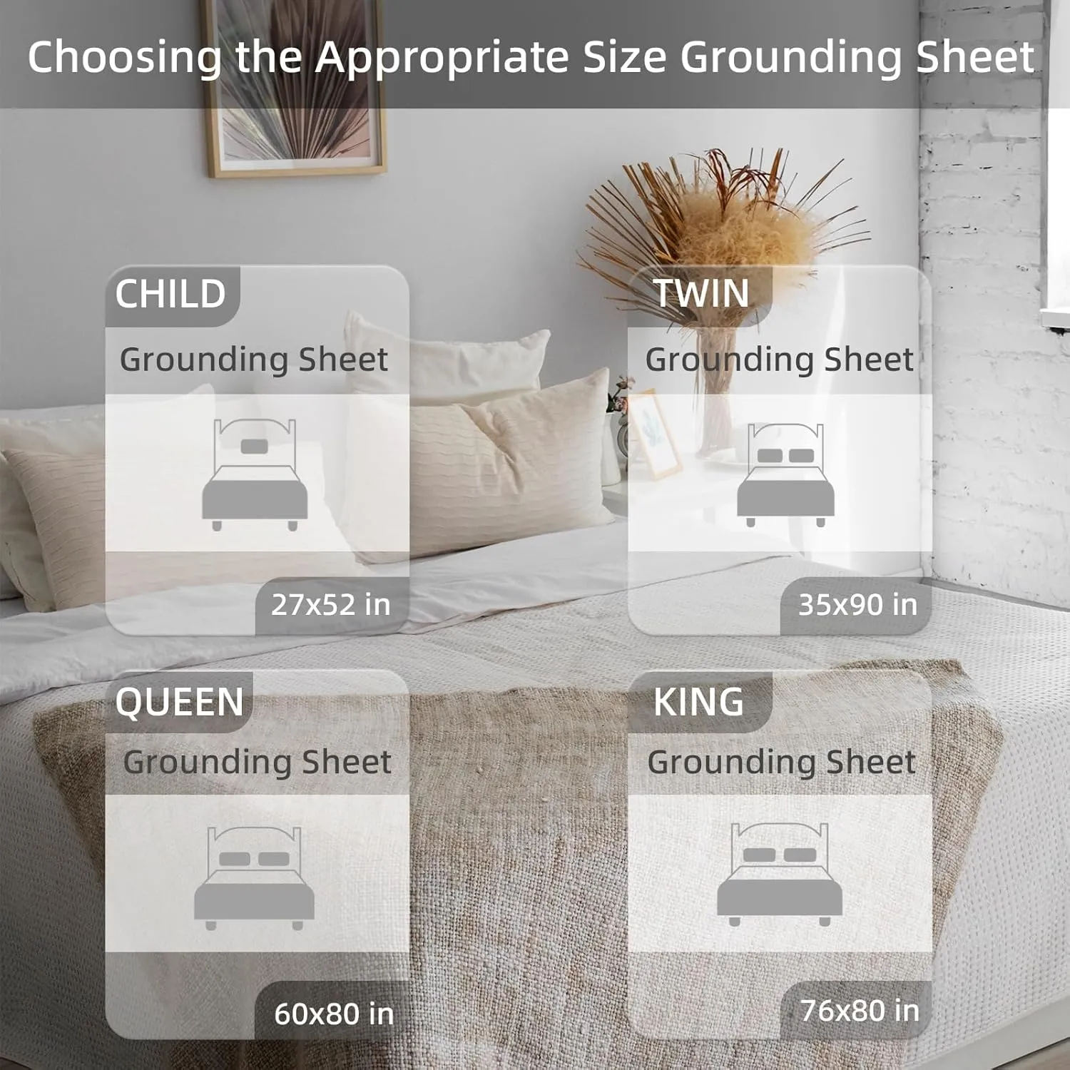 Grounding Sheet, Grounding Sheet with Silver Fiber & Organic Cotton Grounding Sheet for Bed with Grounding Cord Improve Sleep Help with Anxiety (35x90 Inch Gray
