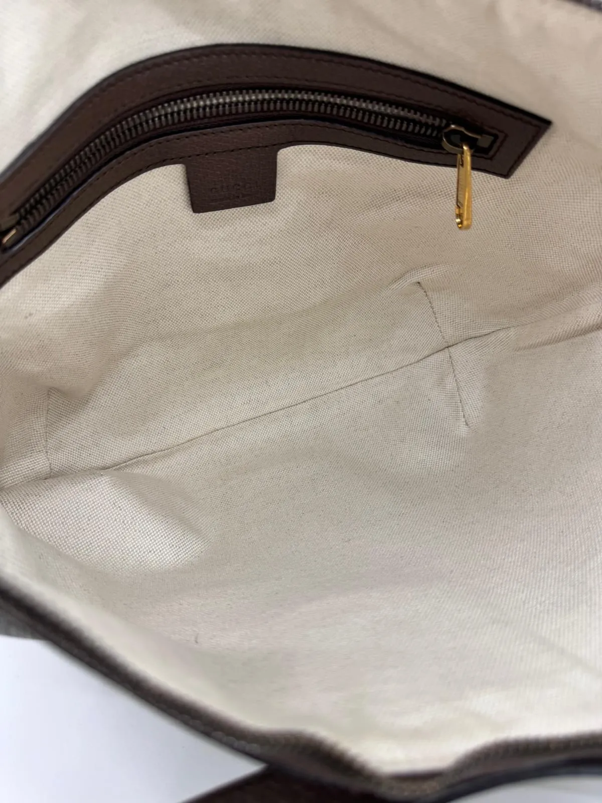 GUCCI GG SUPREME MONOGRAM WEB OPHIDIA HALF MOON HOBO BAG