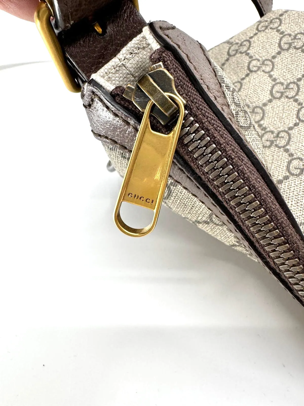 GUCCI GG SUPREME MONOGRAM WEB OPHIDIA HALF MOON HOBO BAG
