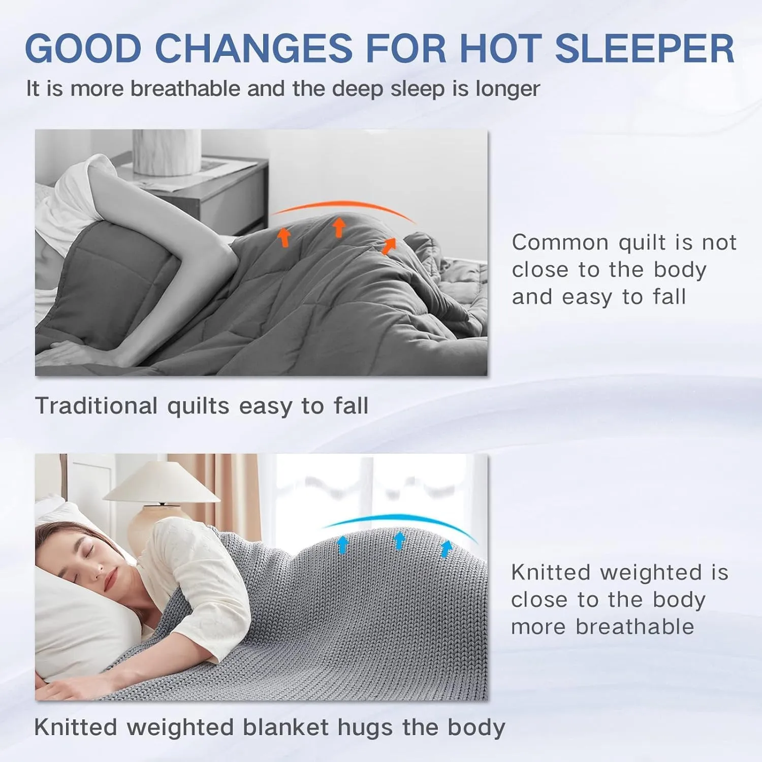 Guohaoi Knitted Weighted Blanket Kids (Light Grey 40"x60" 10lbs) No Beads Cooling Heavy Blanket, Home Decor Breathable Chunky Knit Blanket for All-Season Use