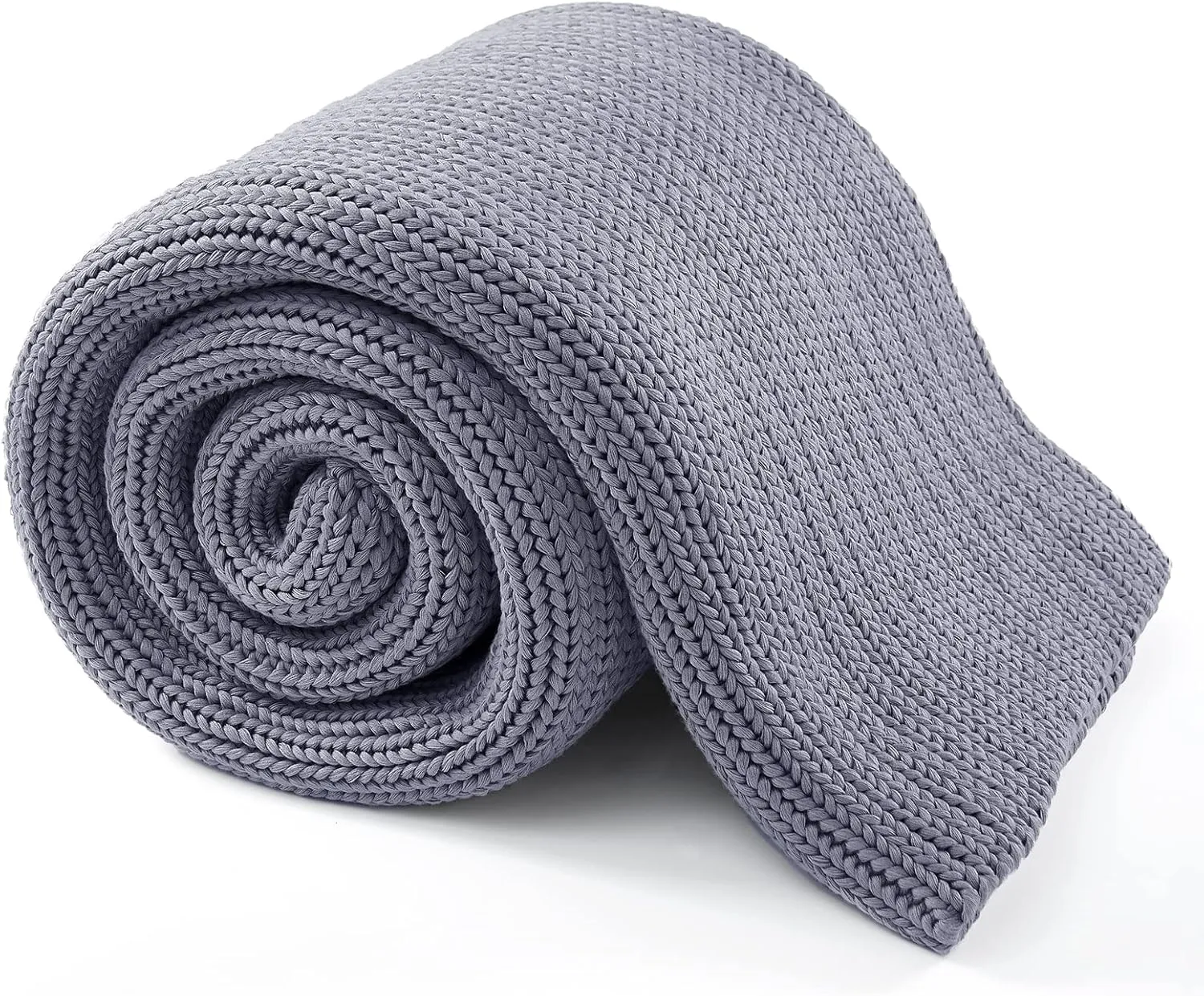 Guohaoi Knitted Weighted Blanket Kids (Light Grey 40"x60" 10lbs) No Beads Cooling Heavy Blanket, Home Decor Breathable Chunky Knit Blanket for All-Season Use