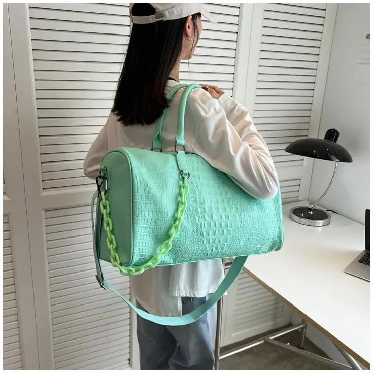 Gym Bag for Women, Weekender Bags for Women Travel, Crossbody Bag with Adjustable Strap for Travelling, Sports, Hospital (Green)