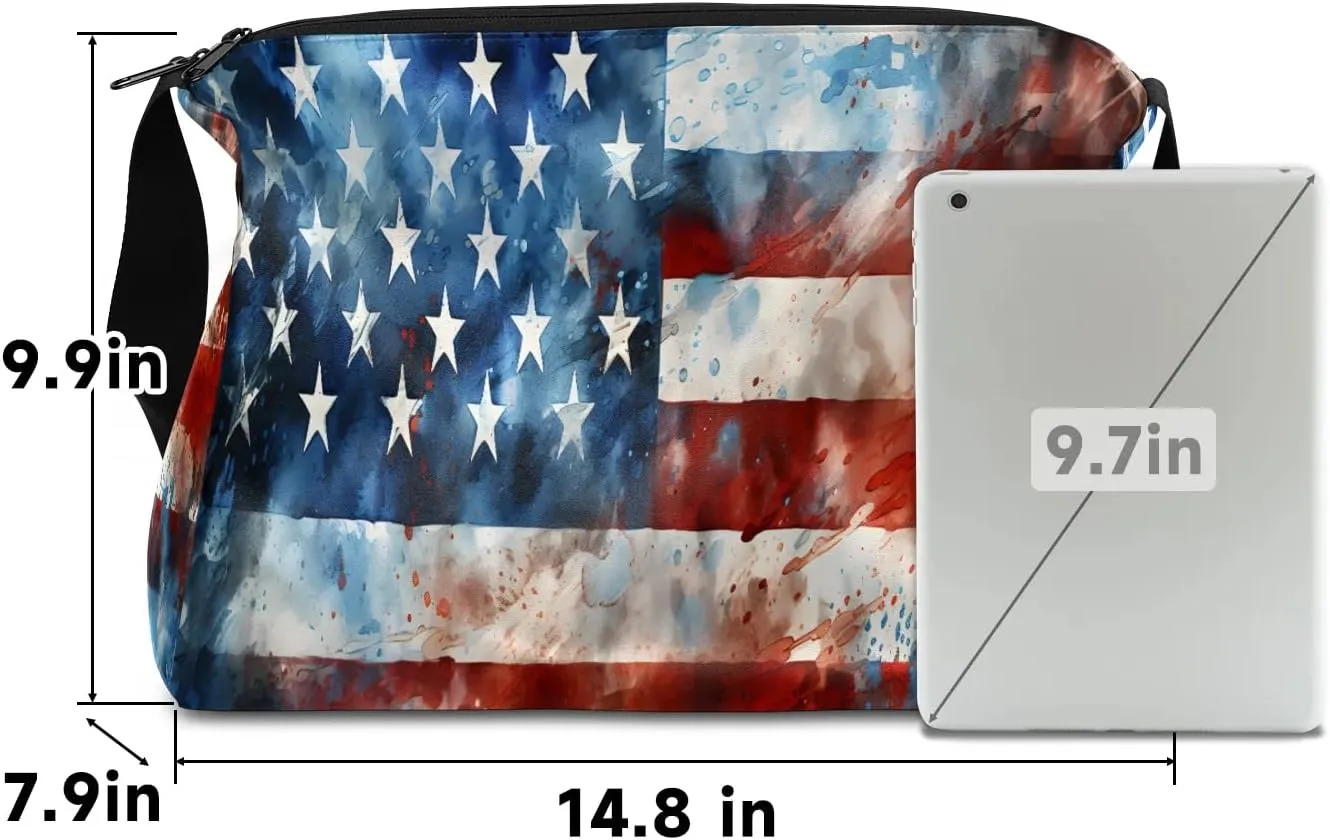 Gym Bags for Men 14.8 Inch Lightweight Carry On Bags for Airplanes Waterproof Duffle Bag for Travel, America Flag Retro Print