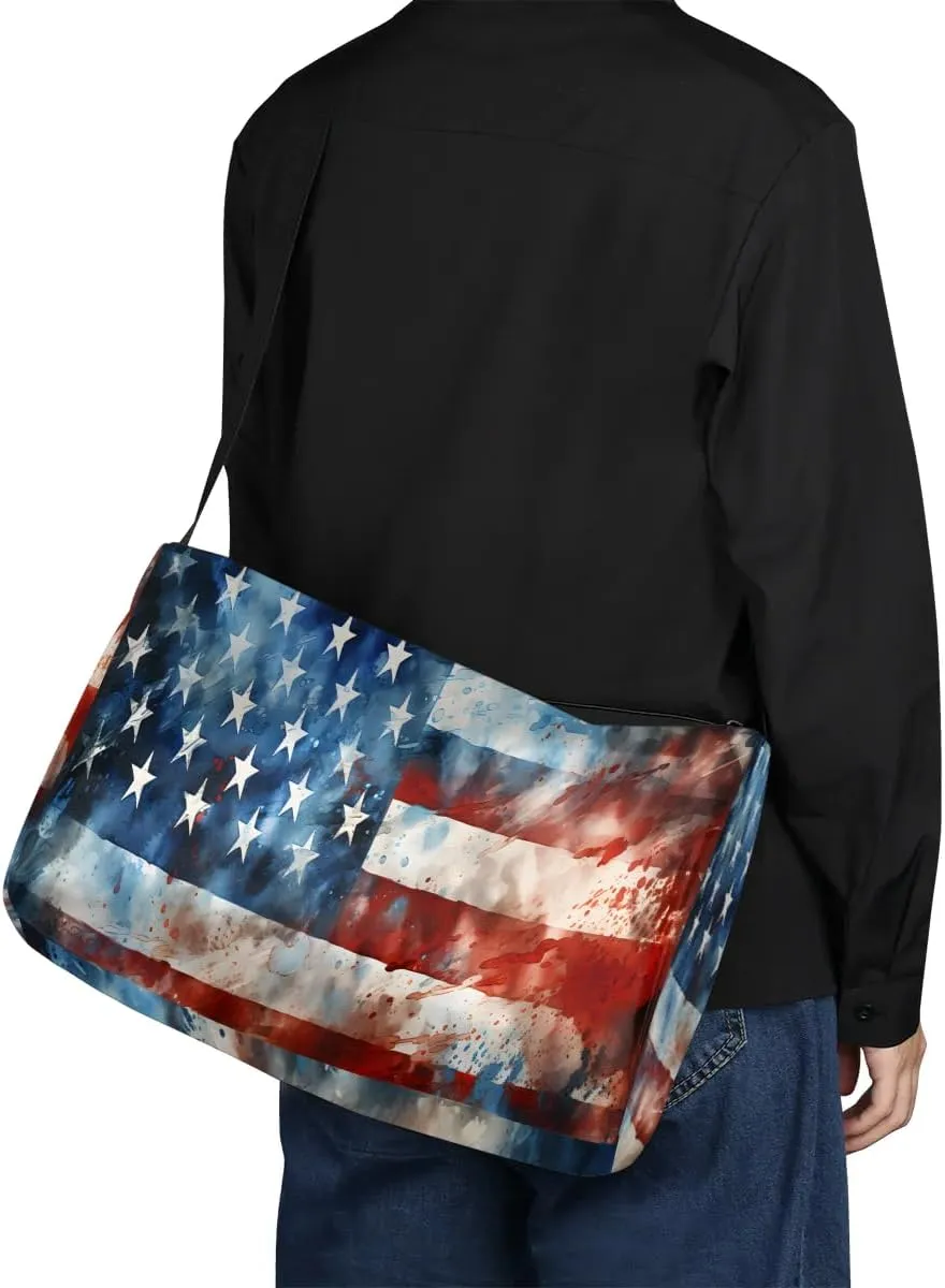 Gym Bags for Men 14.8 Inch Lightweight Carry On Bags for Airplanes Waterproof Duffle Bag for Travel, America Flag Retro Print